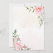 Roze Waterverf Floral Peonies Elegant Wedding Kaart (Achterkant)