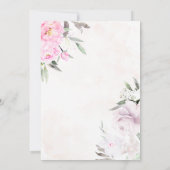 Roze Waterverf Floral Peonies Elegant Wedding Kaart (Achterkant)