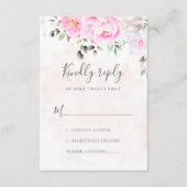 Roze Waterverf Floral Peonies Elegant Wedding RSVP Kaartje (Voorkant)