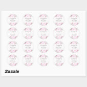 Roze Waterverf Floral Peony Elegant Wedding Ronde Sticker (Vel)
