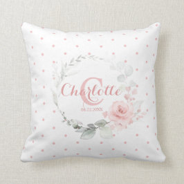 Roze Waterverf Floral Polka Dots Girl Nursery Kussen