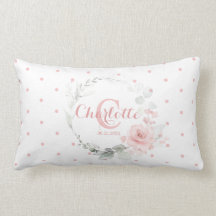Roze Waterverf Floral Polka Dots Girl Nursery