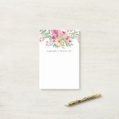 Roze Waterverf Floral Post-it® Notes (Op bureau)