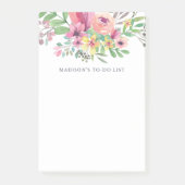 Roze Waterverf Floral Post-it® Notes (Voorkant)