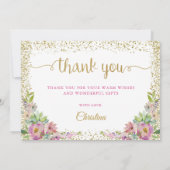 Roze Waterverf Floral Pumpkin Herfst Hartelijk dan Bedankkaart (Achterkant)