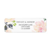 Roze Waterverf Floral Return Address Label (Voorkant)
