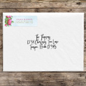 Roze Waterverf Floral Return-adres Etiket