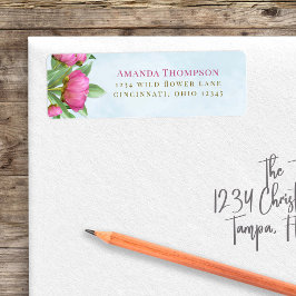 Roze Waterverf Floral Return-adres Etiket