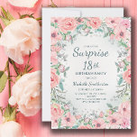 Roze Waterverf Floral Rozen Pearls 18th Birthday<br><div class="desc">Verrassend 18e de uitnodigingen van de verjaardagspartij die met elegante zwarte roze waterverf floral,  greenery,  en parels worden ontworpen. De tekst is volledig klantgericht,  zodat ontwerp deze uitnodigingen voor iedereen van om het even welke leeftijd.</div>