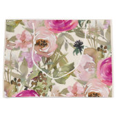 Roze Waterverf Floral Sage Green Leaves Cream Groot Cadeauzakje (Voorkant)