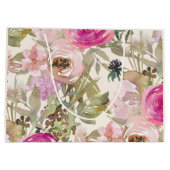 Roze Waterverf Floral Sage Green Leaves Cream Groot Cadeauzakje (Achterkant)