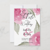 Roze Waterverf Floral Save The Date (Voorkant)