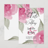 Roze Waterverf Floral Save The Date (Voorkant / Achterkant)