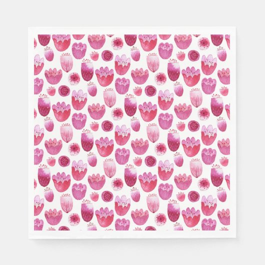 Roze Waterverf Floral Servet (Voorkant)