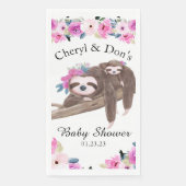 Roze Waterverf Floral Sloth Baby shower Servet (Voorkant)