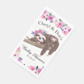 Roze Waterverf Floral Sloth Baby shower Servet (Hoek)