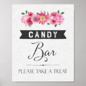 Roze Waterverf Floral Snoep Bar Weddenschap Poster (Voorkant)