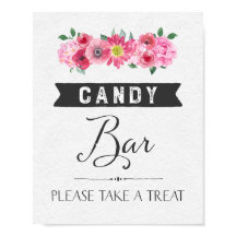 Roze Waterverf Floral Snoep Bar Weddenschap