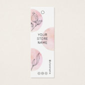 Roze Waterverf Floral Social Media Hang Label Prij Mini Visitekaartjes (Voorkant)