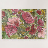  roze Waterverf Floral Spring Garden Art Legpuzzel (Horizontaal)