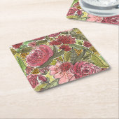  roze Waterverf Floral Spring Garden Kartonnen Onderzetters (Schuin)