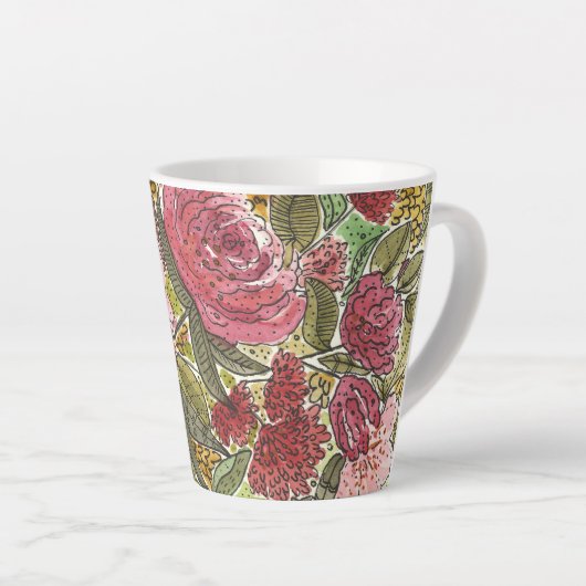  roze Waterverf Floral Spring Garden  Latte Mok (Rechterhoek)