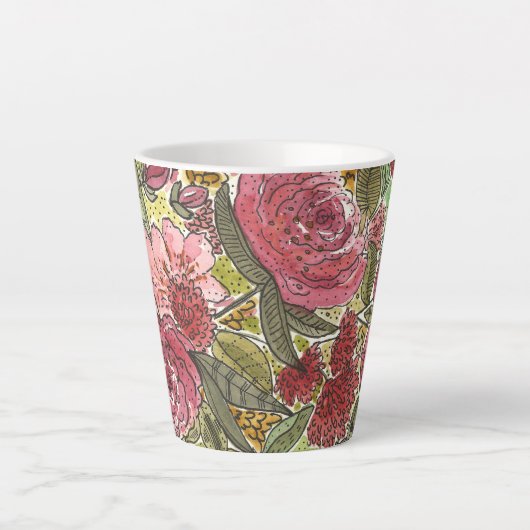  roze Waterverf Floral Spring Garden  Latte Mok (Voorkant)