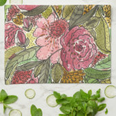  roze Waterverf Floral Spring Garden Theedoek (Gevouwen)