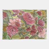  roze Waterverf Floral Spring Garden Theedoek (Horizontaal)