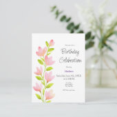 Roze Waterverf Floral Stem Kaart (Staand voorkant)