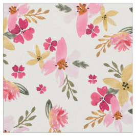 Roze Waterverf Floral Stof