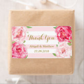 Roze Waterverf Floral Stripes Trouwlabels Etiket (Insitu)