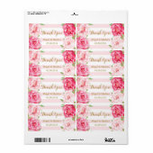 Roze Waterverf Floral Stripes Trouwlabels Etiket (Full Sheet)