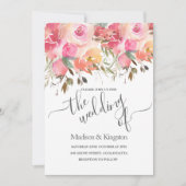 Roze Waterverf Floral Summer Weddenschap Kaart (Voorkant)