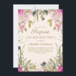 Roze Waterverf Floral Surprise 60th Birthday Kaart<br><div class="desc">en feminine roze en paarse waterverf florale met groene sage bladeren op roomkleurige Surprise 60e verjaardagsfeestdag. Neem contact met ons op voor hulp bij aanpassingen of om passende producten aan te vragen.</div>