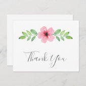 Roze Waterverf Floral Swag Hartelijk dank Bedankkaart (Voorkant / Achterkant)