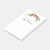 Roze Waterverf Floral Teacher Post-it Note (Schuin)