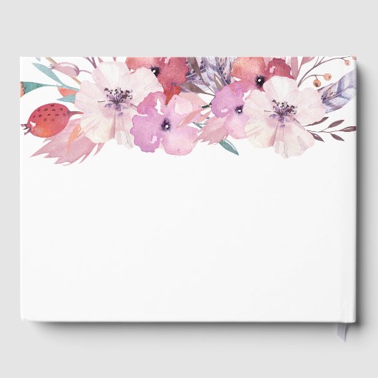 Roze Waterverf Floral Tribal Baby shower Gastenboek (Achterkant)