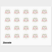 Roze Waterverf Floral Valentijn Ronde Sticker (Vel)