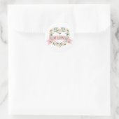 Roze Waterverf Floral Valentijn Ronde Sticker (Tas)