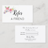 Roze Waterverf Floral Verwijs een vriend Aanbevelingskaartje (Voorkant / Achterkant)