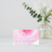 Roze Waterverf Floral Visitekaartje (Staand voorkant)