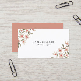 Roze Waterverf Floral Visitekaartje