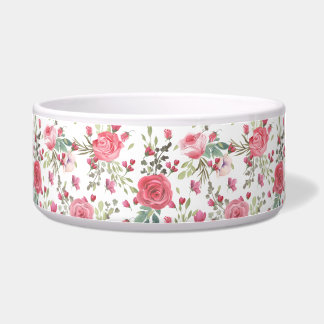 Roze Waterverf Floral Voerbakje