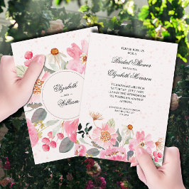 Roze Waterverf Floral Vrijgezellenfeest Kaart