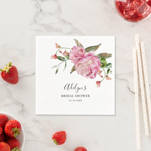 Roze Waterverf Floral Vrijgezellenfeest Servet (Insitu)