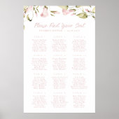 Roze Waterverf Floral Vrijgezellenfeest Zitkaart Poster (Voorkant)