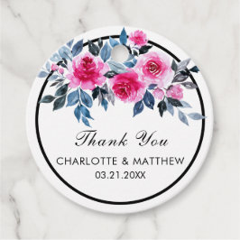Roze Waterverf Floral Weddenschap Hartelijk dank Bedankjes Labels