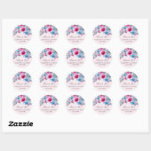 Roze Waterverf Floral Weddenschap Hartelijk dank Ronde Sticker (Vel)