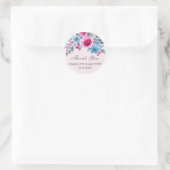 Roze Waterverf Floral Weddenschap Hartelijk dank Ronde Sticker (Tas)